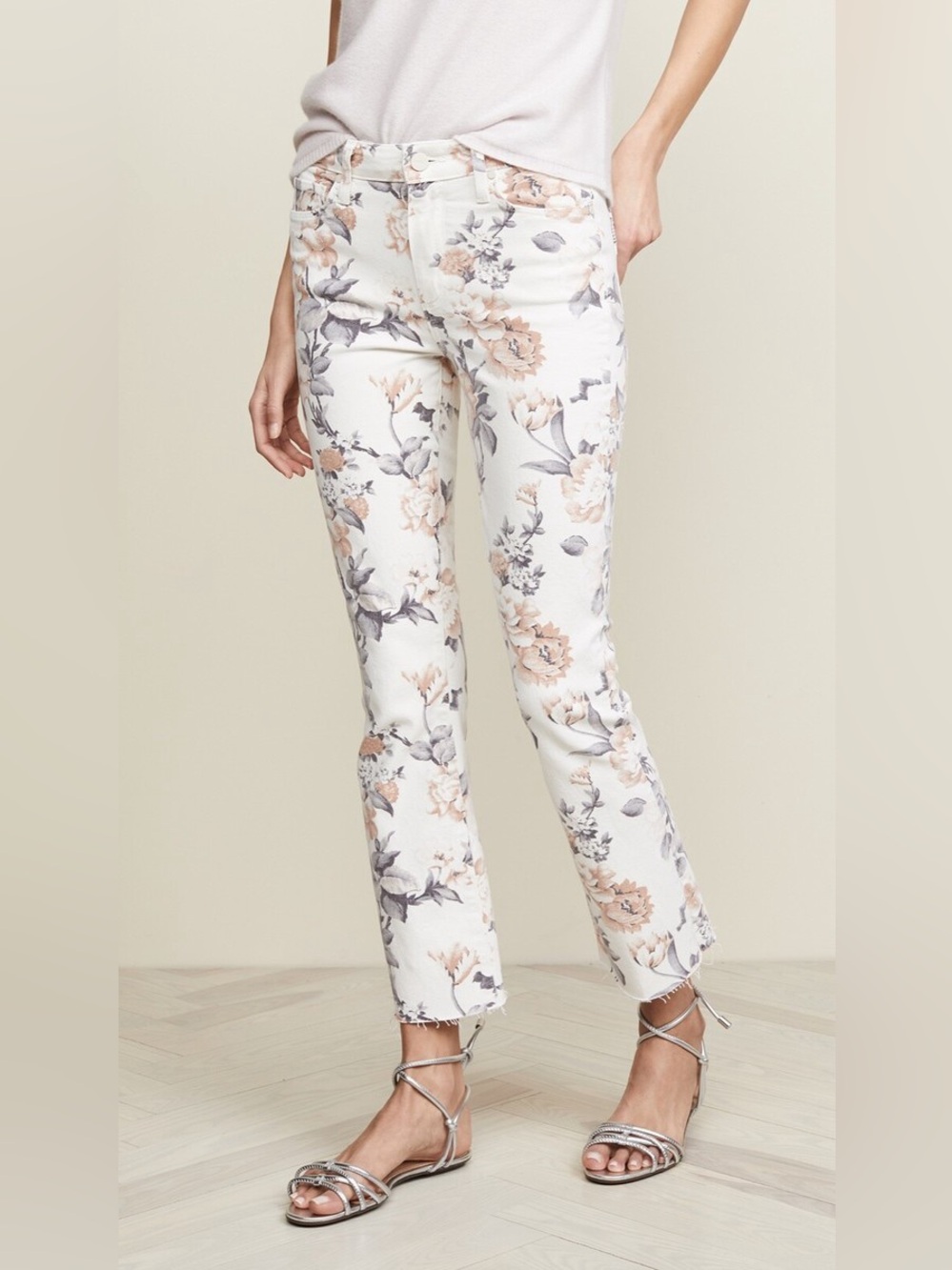 Anthropologie Paige Slim Cropped Floral Jeans